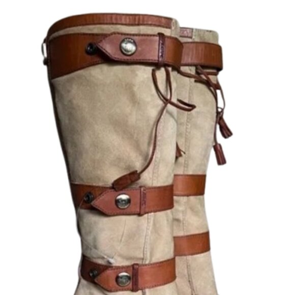 L.A.M.B. Suede & Leather Wedge Boots — Size 6 - Picture 14 of 14